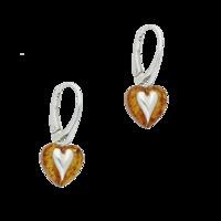 Amber Earrings Carved Heart Silver