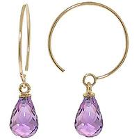 Amethyst Eclipse Briolette Circle Wire Earrings 1.35ctw in 9ct Gold