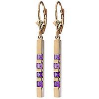 Amethyst Bar Drop Earrings 0.7ctw in 9ct Gold