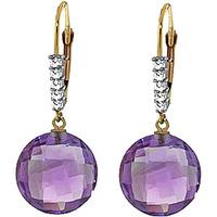 Amethyst and Diamond Chequer Cut Drop Earrings 10.6ctw in 9ct Gold