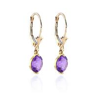 Amethyst Drop Earrings 3.1ctw in 9ct Gold