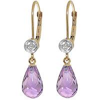 Amethyst and Diamond Illusion Drop Earrings 4.5ctw in 9ct Gold