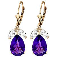 amethyst and white topaz drop earrings 130ctw in 9ct gold