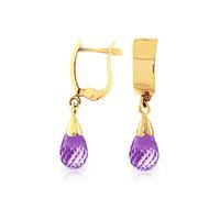 Amethyst Teardrop Briolette Earrings 2.5ctw in 9ct Gold