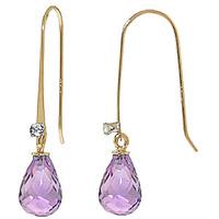 Amethyst and Diamond Drop Earrings 1.35ctw in 9ct Gold