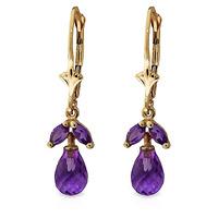 Amethyst Snowdrop Briolette Earrings 3.4ctw in 9ct Gold