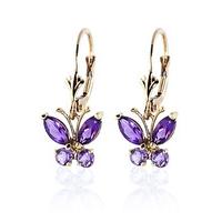 Amethyst Butterfly Drop Earrings 1.24ctw in 9ct Gold