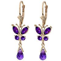 Amethyst Butterfly Drop Earrings 2.74ctw in 9ct Gold