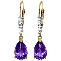 Amethyst and Diamond Belle Drop Earrings 3.0ctw in 9ct Gold