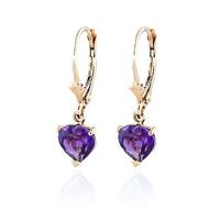 Amethyst Heart Drop Earrings 3.25ctw in 9ct Gold