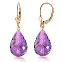 Amethyst Briolette Drop Earrings 14.0ctw in 9ct Gold