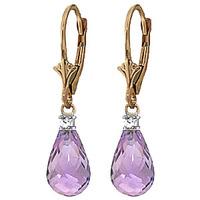 amethyst and diamond droplet earrings 45ctw in 9ct gold