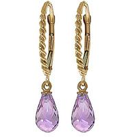 Amethyst Plait Stem Briolette Drop Earrings 3.0ctw in 9ct Gold