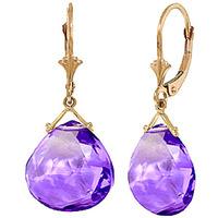 Amethyst Star Heart Drop Earrings 17.0ctw in 9ct Gold