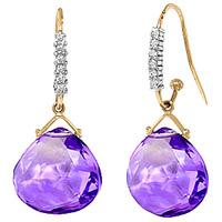 Amethyst and Diamond Stem Drop Earrings 17.0ctw in 9ct Gold