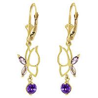 Amethyst Butterfly Drop Earrings 0.35ctw in 9ct Gold