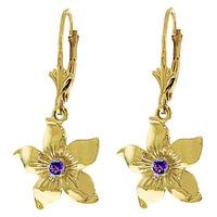 Amethyst Flower Star Drop Earrings 0.2ctw in 9ct Gold