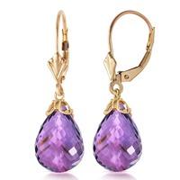 Amethyst Crown Briolette Drop Earrings 14.0ctw in 9ct Gold