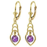 Amethyst Wireframe Drop Earrings 1.25ctw in 9ct Gold