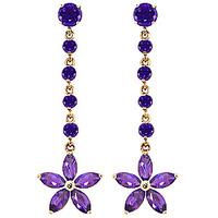 Amethyst Daisy Chain Drop Earrings 4.8ctw in 9ct Gold