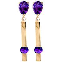 Amethyst Bar Drop Earrings 4.25ctw in 9ct Gold