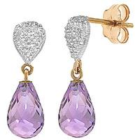 amethyst and diamond droplet earrings 45ctw in 9ct gold