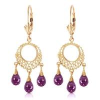 amethyst trilogy briolette drop earrings 375ctw in 9ct gold