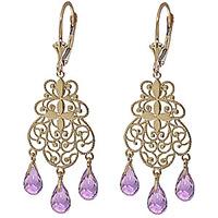 amethyst trilogy briolette drop earrings 375ctw in 9ct gold