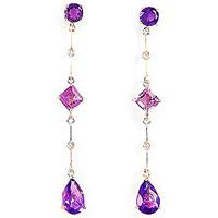 amethyst and diamond palermo drop earrings 60ctw in 9ct gold