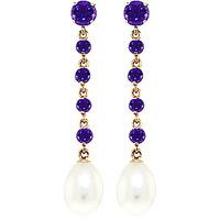 amethyst and pearl by the yard drop earrings 100ctw in 9ct gold