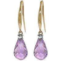 Amethyst and Diamond Drop Earrings 4.5ctw in 9ct Gold