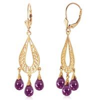 Amethyst Mirage Briolette Drop Earrings 3.75ctw in 9ct Gold