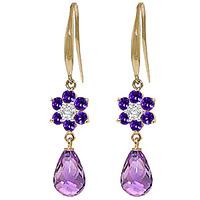 Amethyst and Diamond Daisy Chain Drop Earrings 5.45ctw in 9ct Gold