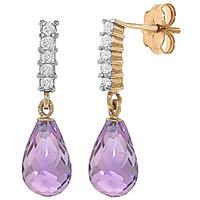 amethyst and diamond stem droplet earrings 45ctw in 9ct gold