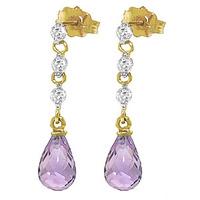 amethyst and diamond chain droplet earrings 30ctw in 9ct gold