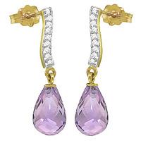 amethyst and diamond droplet earrings 45ctw in 9ct gold