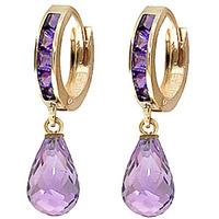 Amethyst Droplet Huggie Earrings 5.35ctw in 9ct Gold