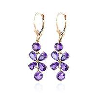 Amethyst Blossom Drop Earrings 5.32ctw in 9ct Gold