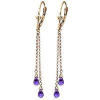 Amethyst Demi Chain Briolette Drop Earrings 2.5ctw in 9ct Gold