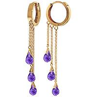 Amethyst Trilogy Droplet Briolette Earrings 4.8ctw in 9ct Gold