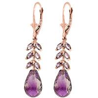 Amethyst Briolette Drop Earrings 11.2ctw in 9ct Rose Gold