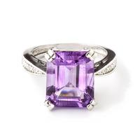 amethyst and diamond ring 56ct in 9ct white gold