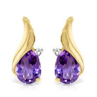 Amethyst and Diamond Stud Earrings 3.1ctw in 9ct Gold