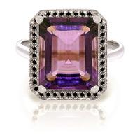 amethyst and diamond halo ring 56ct in 9ct white gold