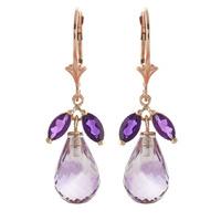 Amethyst Drop Earrings 14.4ctw in 9ct Rose Gold