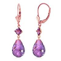 Amethyst Briolette Drop Earrings 11.0ctw in 9ct Rose Gold