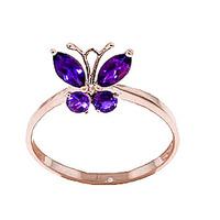 amethyst butterfly ring 06ctw in 9ct rose gold