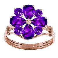 Amethyst Sunflower Cluster Ring 2.43ctw in 9ct Rose Gold