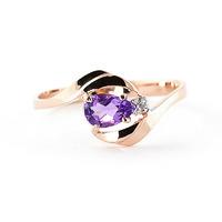 amethyst and diamond flare ring 05ct in 9ct rose gold