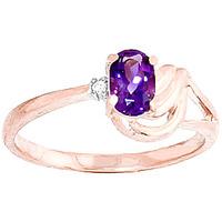 amethyst and diamond ring 045ct in 9ct rose gold